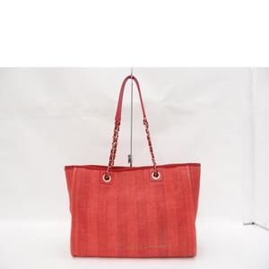 Chanel Red Bag Deauville Tote Chain